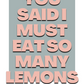 Kate Nash Foundations "So Many Lemons" Lyrics Print - Typography Wall Art, Music Poster