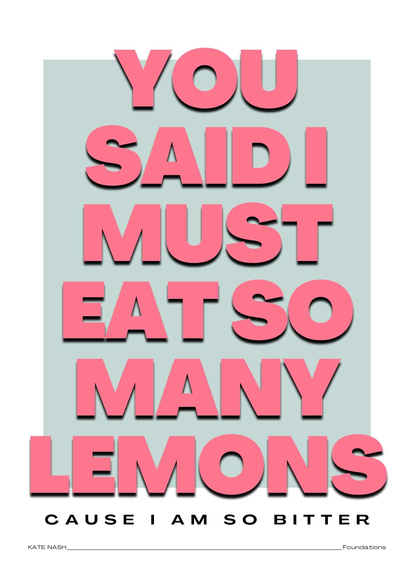 Kate Nash Foundations "So Many Lemons" Lyrics Print - Typography Wall Art, Music Poster